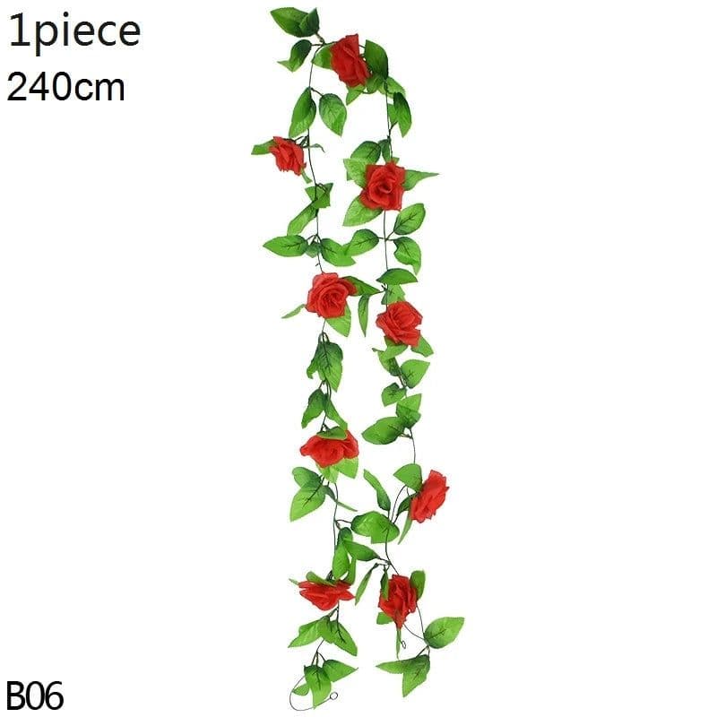 image-Artificial Flower Wisteria Vine Ivy Leaf Garland Silk Rose Flowers Rattan String Vine Wedding Arch Flower Home Garden Decoration