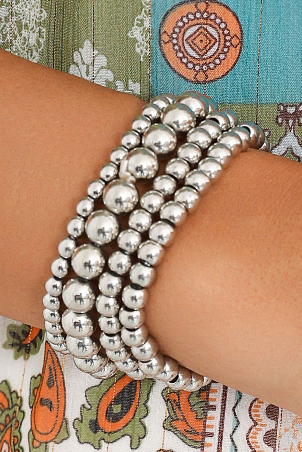 image-White Multi Layered Beaded Bracelet Elegant Glamour