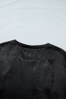 image-Black Metallic Round Neck Cap Sleeve Tee
