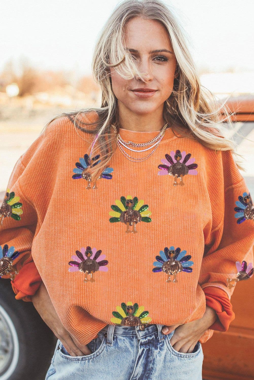 image-Apricot Turkey Graphic Baggy Sweatshirt