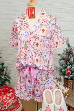 image-Pink Nutcracker Doll Christmas Pajama Set