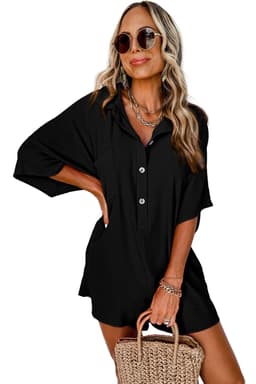 image-Black Half Button Collared Romper