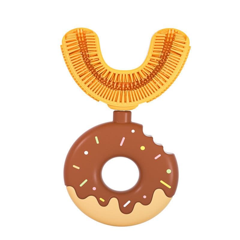 image-Children's Manual U-shaped Silicone Baby Donut Toothbrush Artifact