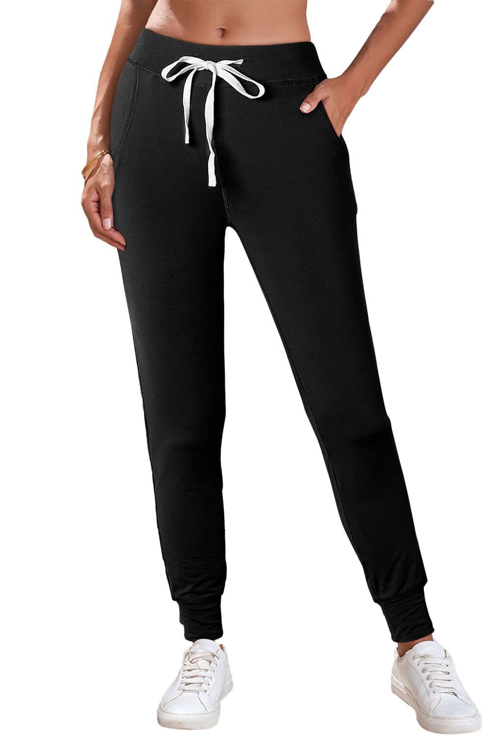 image-Black Drawstring Waist Pocketed Joggers