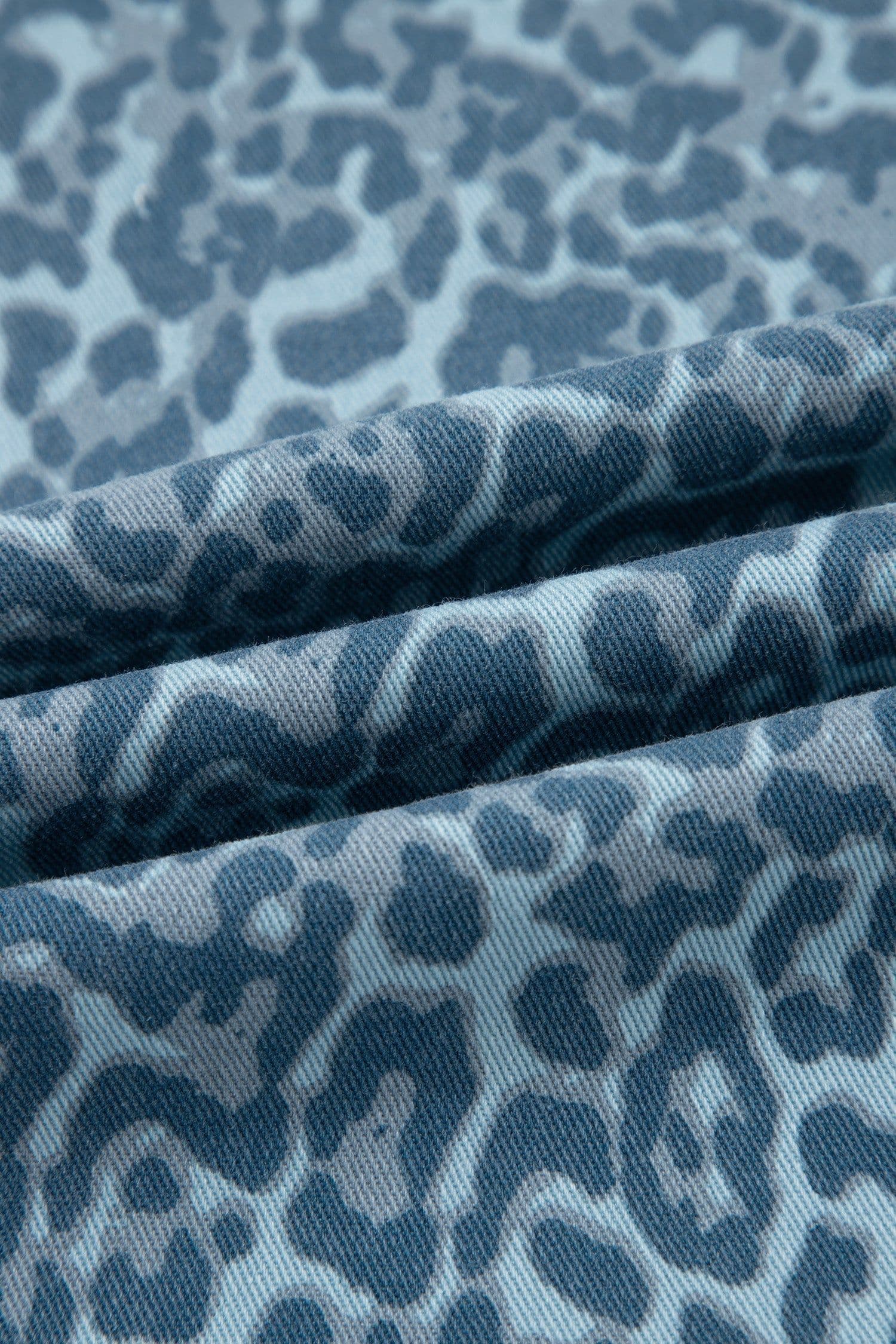 image-Sky Blue Leopard Frayed Wide Leg Jeans
