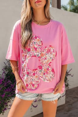 image-Jet Stream Floral Patched Oversized Tee