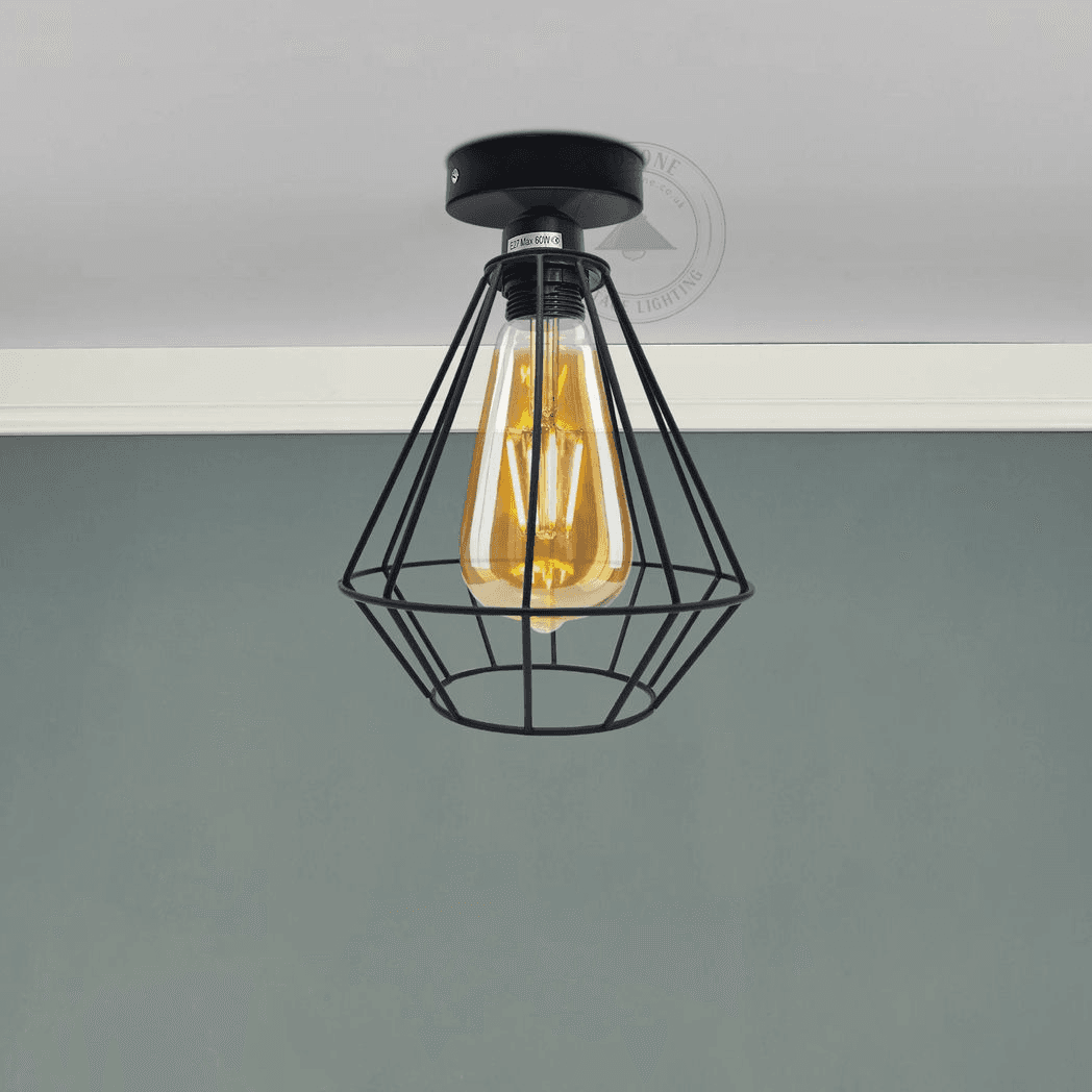 image-Vintage Industrial Geometric Diamond Shaped E27 Light Fitting 60W Lighting Bulb Holder