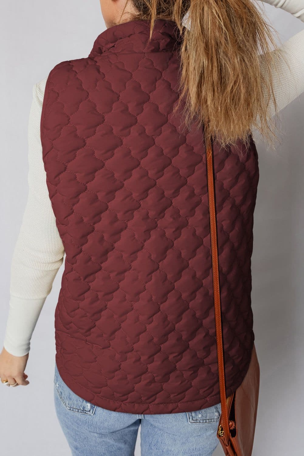 image-Wild Ginger Flower Quilted Vest Snap Button Zip