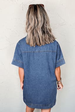image-Beau Blue Denim Mini Dress Short Sleeve