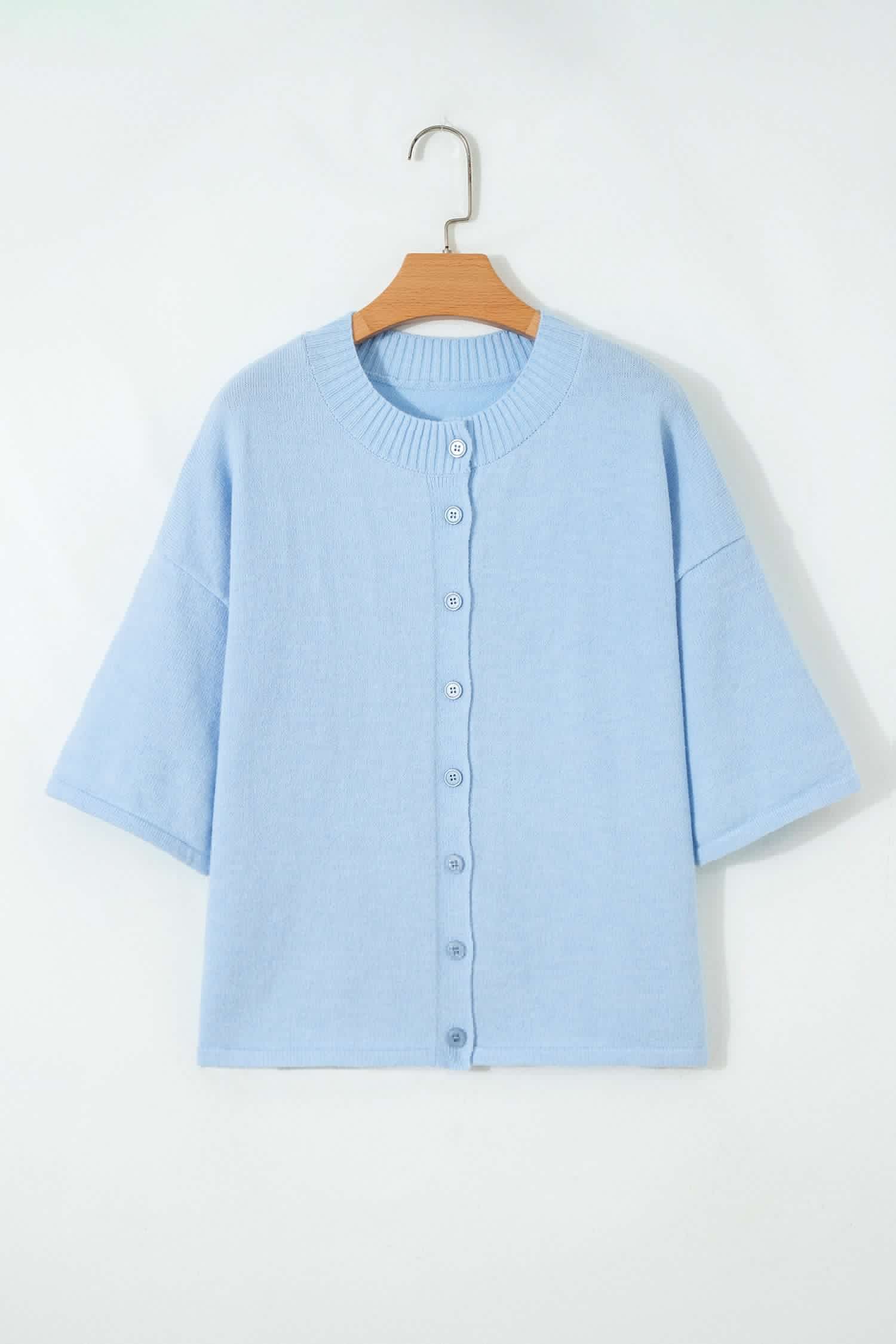 image-Moonlight Jade 3/4 Sleeve Boxy Knit Cardigan