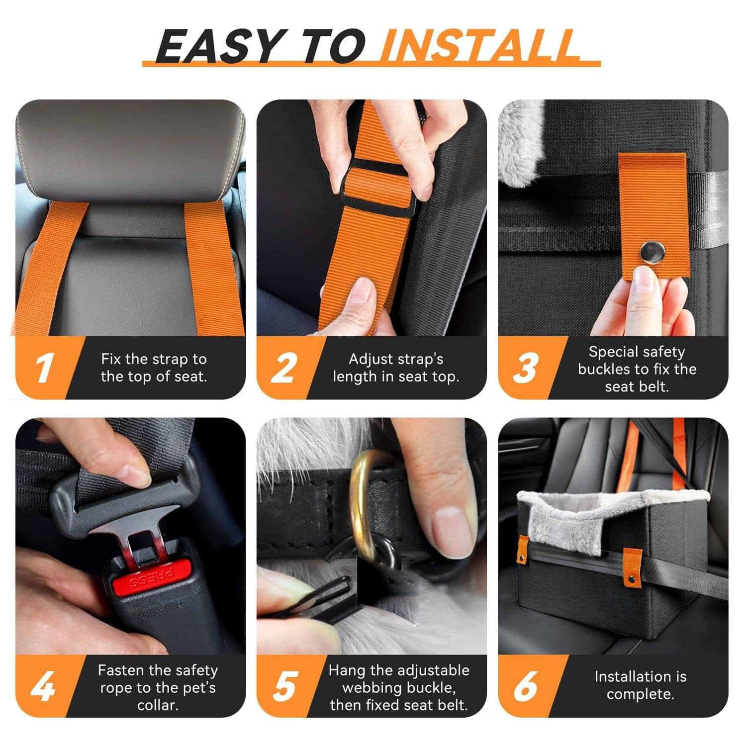 image-Portable Small Dog Car Seat Dog Booster Seat For Car With Clip-On Safety Leash Perfect For Small Pets Pet Products