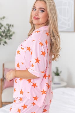 image-Pink Stars Bamboo Pajama Set - Short Sleeve