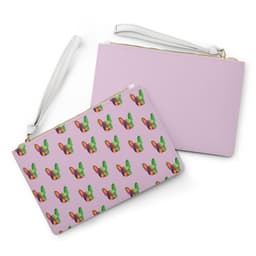 image-Zipped Clutch Bag with Pug Dog Design