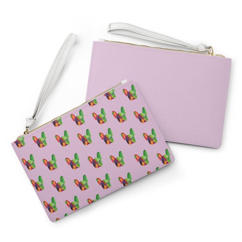 image-Zipped Clutch Bag with Pug Dog Design