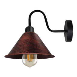 image-Rustic Red Vintage Wall Light Fixture Black Wall Sconce E27 Base Socket Screw Wall Mounted Swan Neck