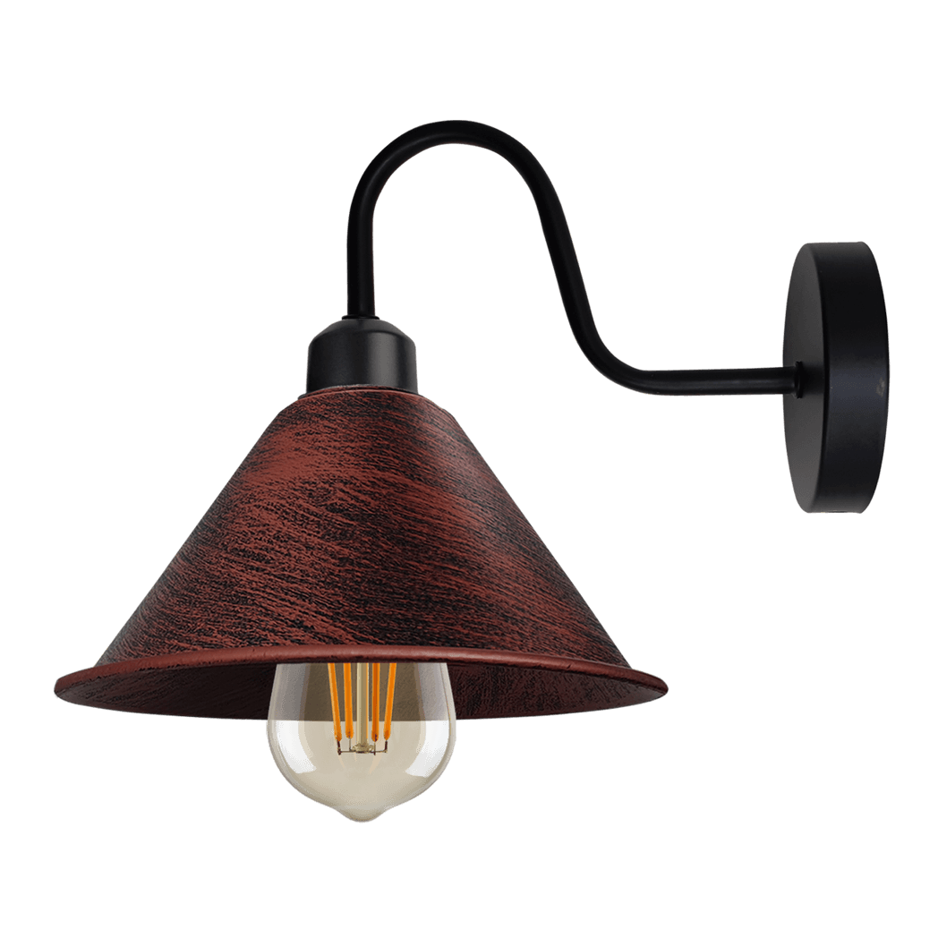 image-Rustic Red Vintage Wall Light Fixture Black Wall Sconce E27 Base Socket Screw Wall Mounted Swan Neck