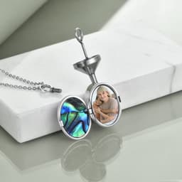 image-Sunflower Photo Urn Necklace for Ashes Sterling Silver Vintage Oval Cremation Jewelry
