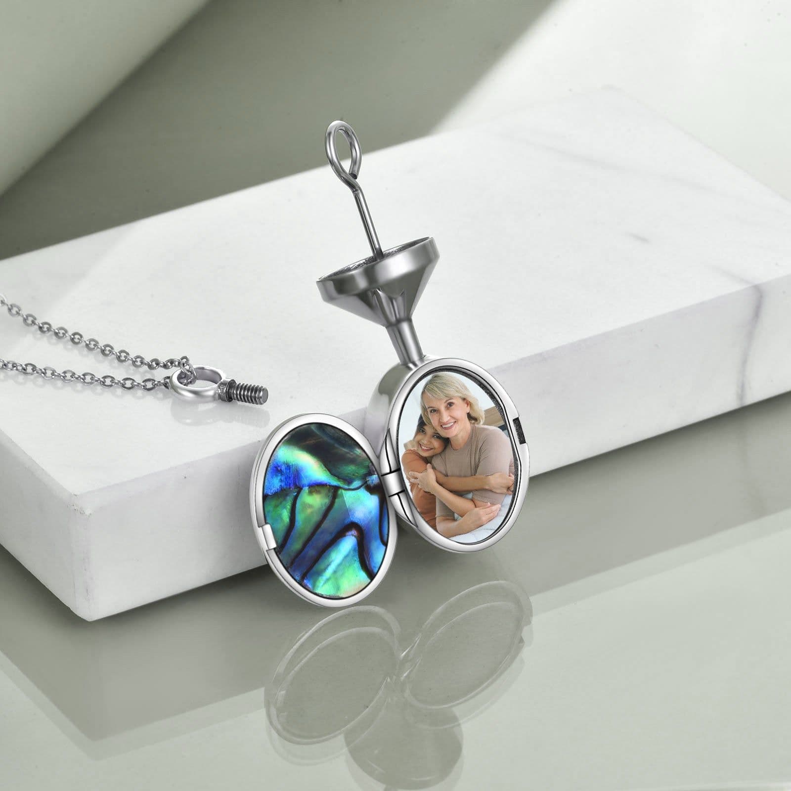 image-Sunflower Photo Urn Necklace for Ashes Sterling Silver Vintage Oval Cremation Jewelry