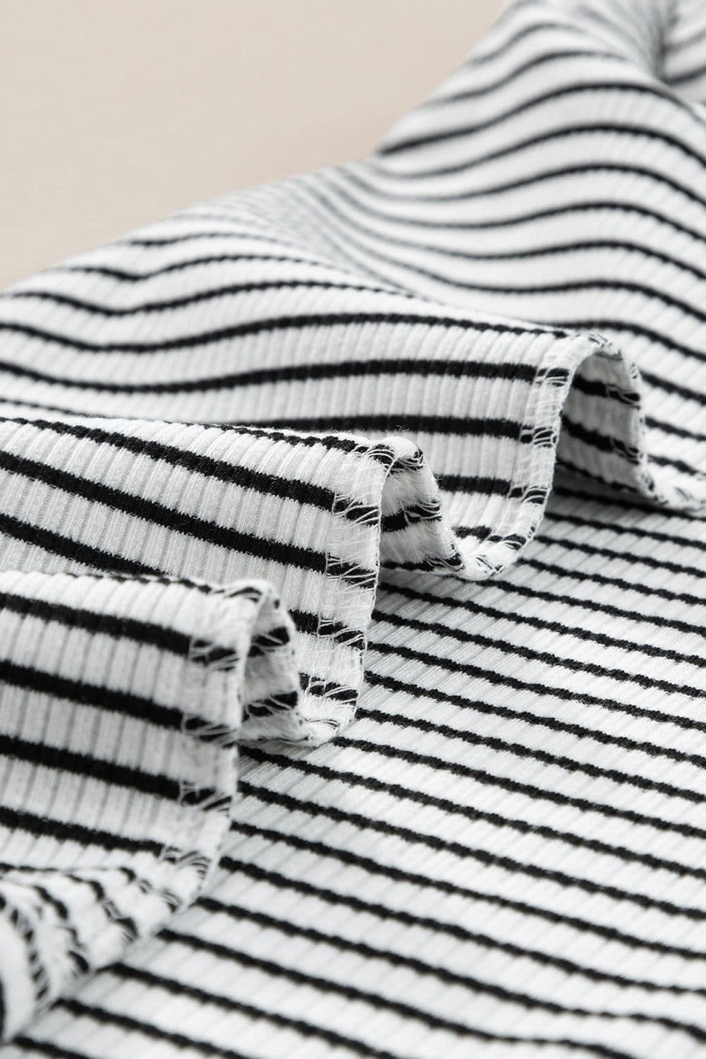 image-White Striped Print Ribbed Knit Sleeveless Top