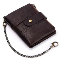 image-KAVIS 100% Genuine Leather Rfid Wallet Men Crazy Horse Wallets Coin Purse Short Male Money Bag Quality Designer Mini Walet Small