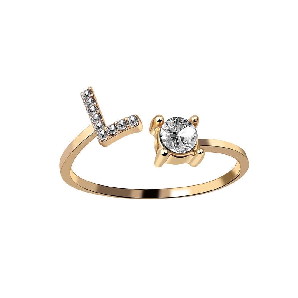 image-New Design Adjustable 26 Initial Letter Ring Fashion Jewelry For Women Simple Elegant Jewelry