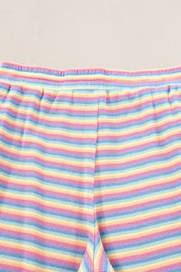 image-Pink Stripe Rainbow Tee Wide Leg Pants Set