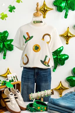 image-White St Patricks Day Sequin T-Shirt