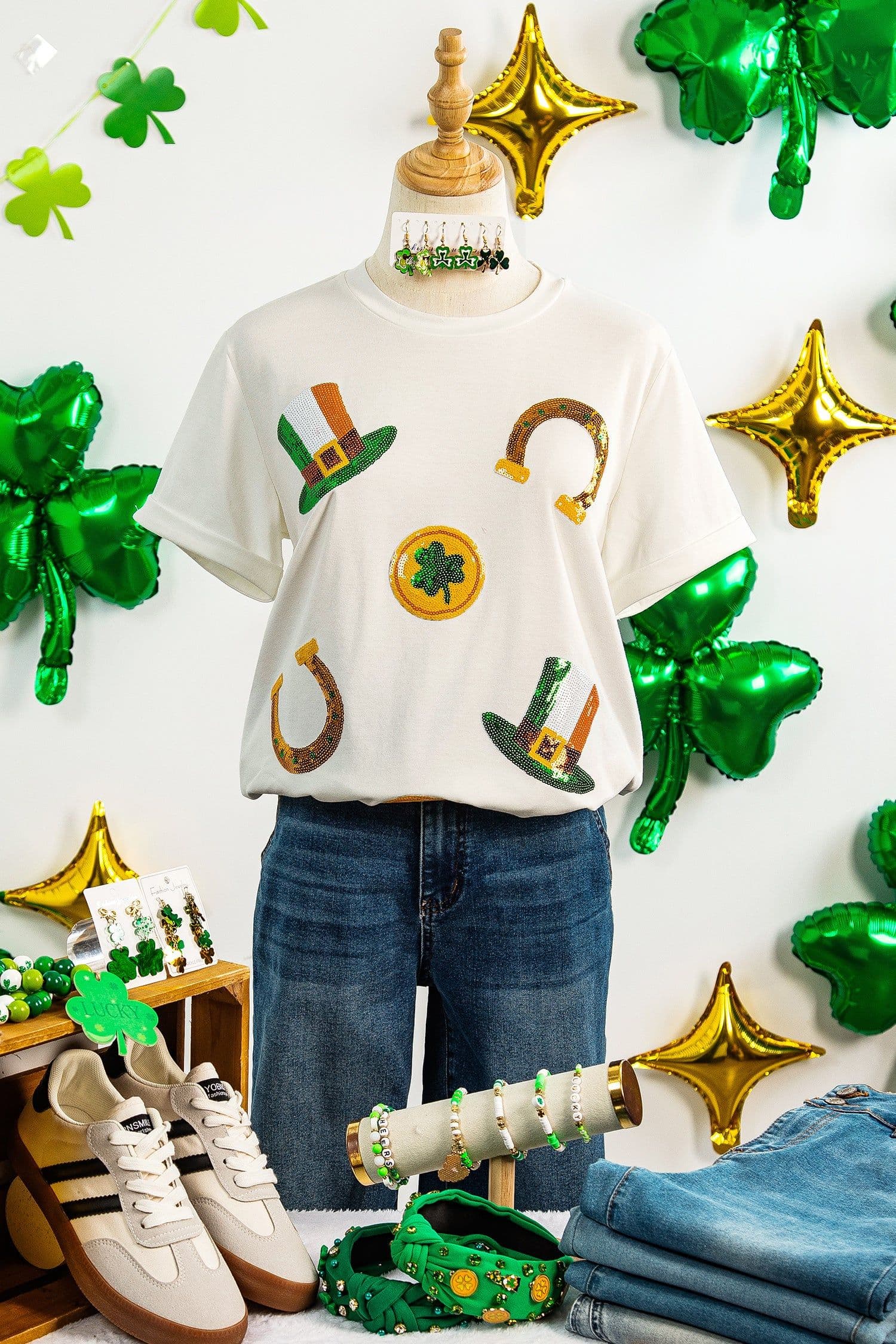 image-White St Patricks Day Sequin T-Shirt