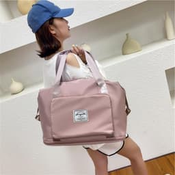 image-Foldable Storage Travel Bag Waterproof Large Capacity Gym Fitness Bag Weekender Overnight For Women