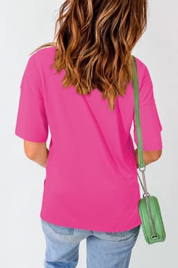 image-Dark Blue Longline Top - Short Sleeve Side Slit