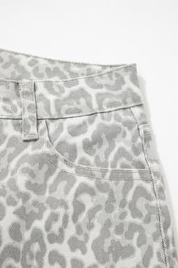 image-Sky Blue Leopard Frayed Wide Leg Jeans
