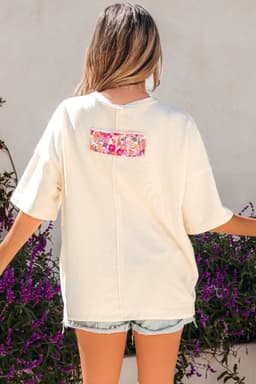 image-Jet Stream Floral Patched Oversized Tee