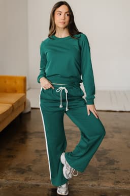image-Sea Green Pullover & Drawstring Pants Set