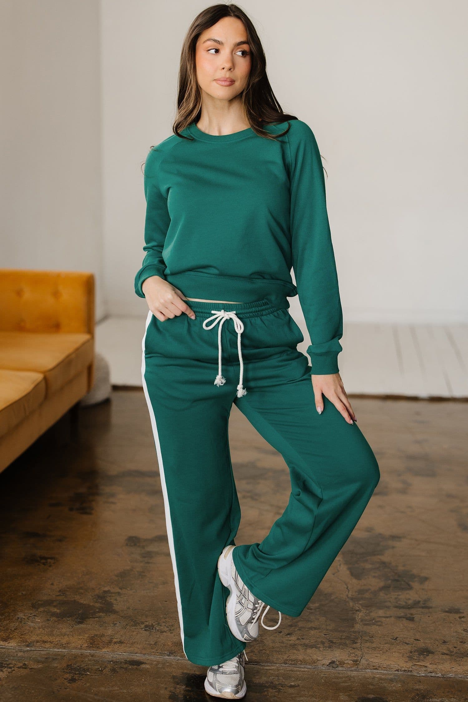 image-Sea Green Pullover & Drawstring Pants Set