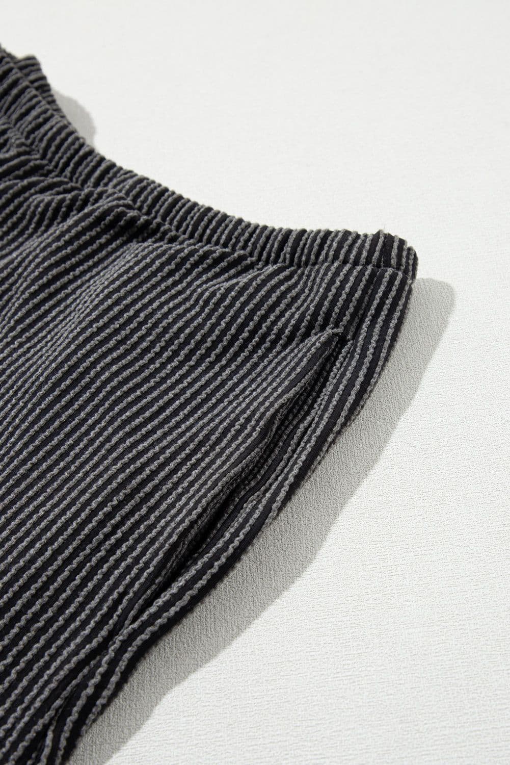 image-Phalaenopsis Ribbed Textured Knit Loose Fit Tee and Shorts Set