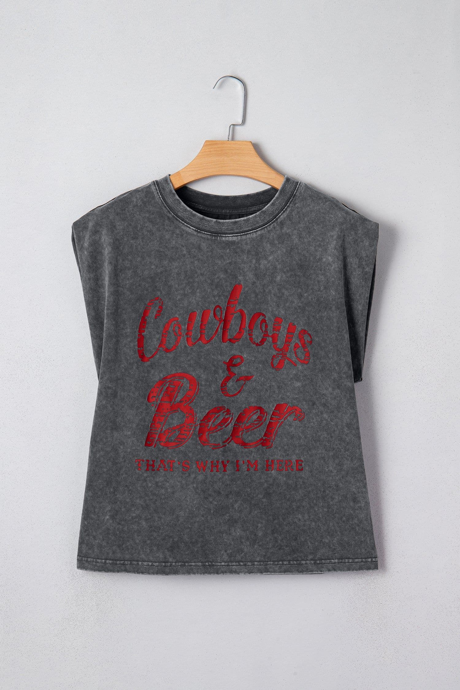 image-Sleet Cowboy & Beer Western Graphic Mineral Wash Tank Top