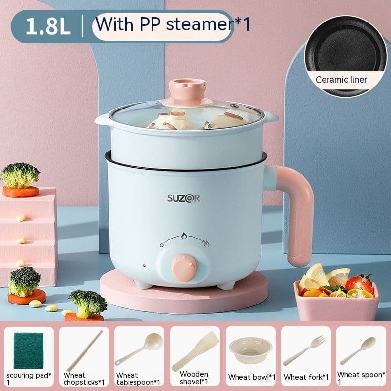 image-Mini Electric Cooker - 1.8L Portable Pot for Dorms & Small Homes