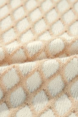 image-Oatmeal Diamond Knit Drop Shoulder Loose Sweater