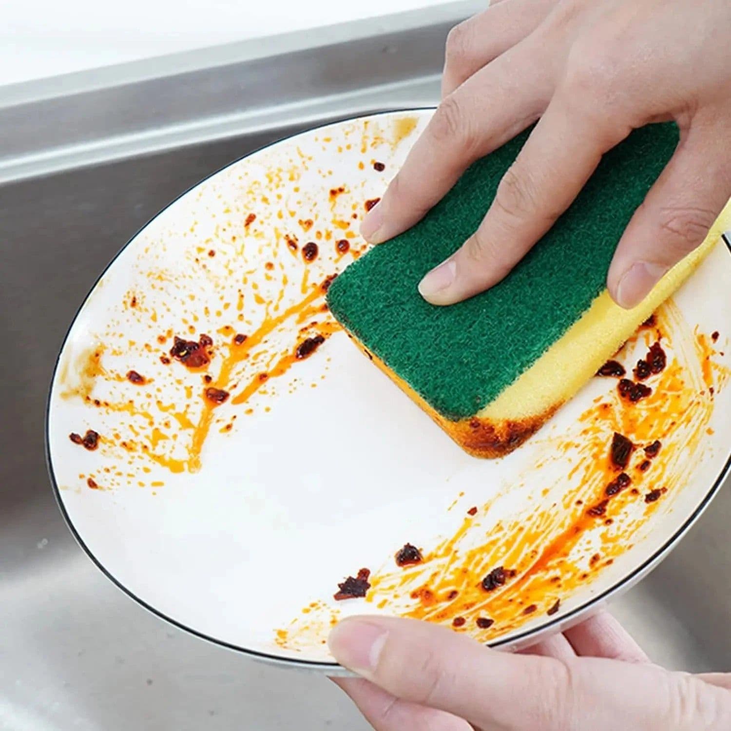 image-Highly absorbent double-sided sponge magic cleaning pot rust sponge cleaning brush kitchen grease cleaning tool