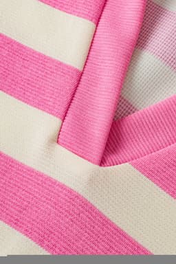 image-Pink Stripe V-Neck Collared Cap Sleeve Top
