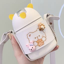 image-Insulation Cup Girls Cute Student With Straw Bag Water Cup