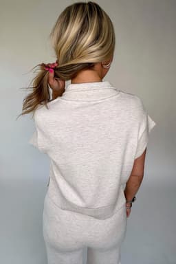 image-Light Grey Half Zip Polo Tee Casual Pant Set