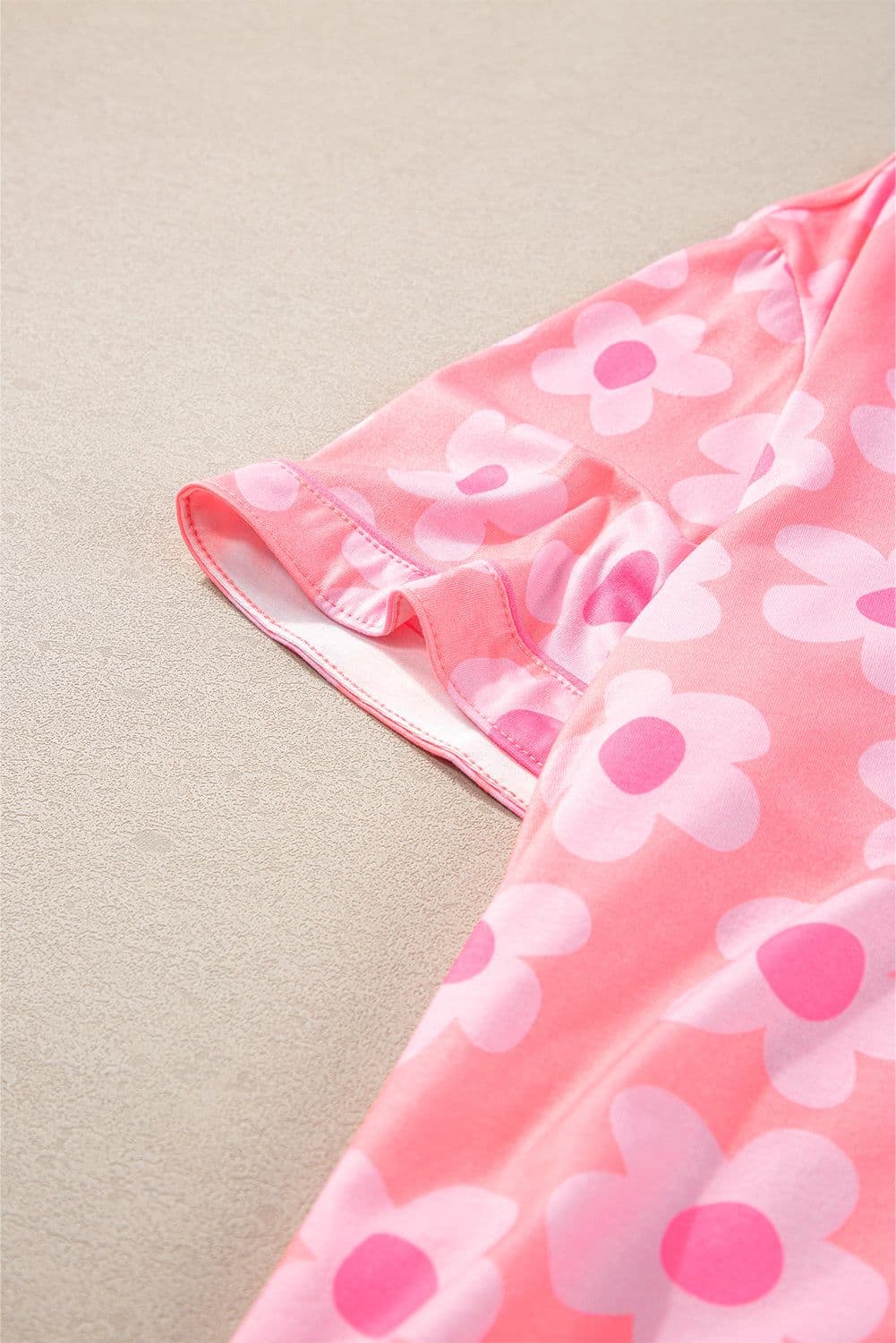 image-Green Flower Print Short Sleeve Pajamas Set
