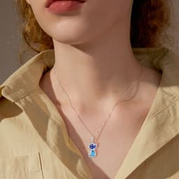 image-Cat Necklace with Crystal from Austria in White Gold Plated Sterling Silver