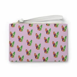 image-Zipped Clutch Bag with Pug Dog Design