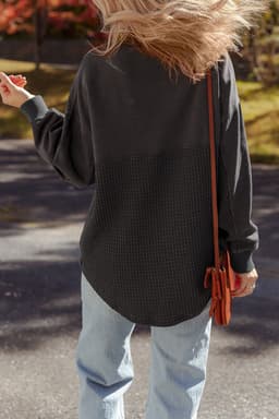 image-Carbon Grey Waffle Knit Half Zip Sweatshirt