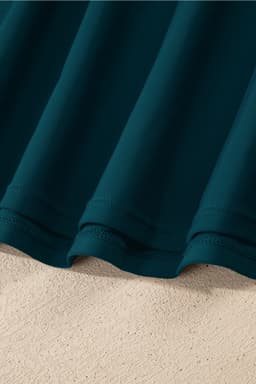 image-Blue Sapphire Contrast Edge Ruffled High Waist One Piece Swim Dress