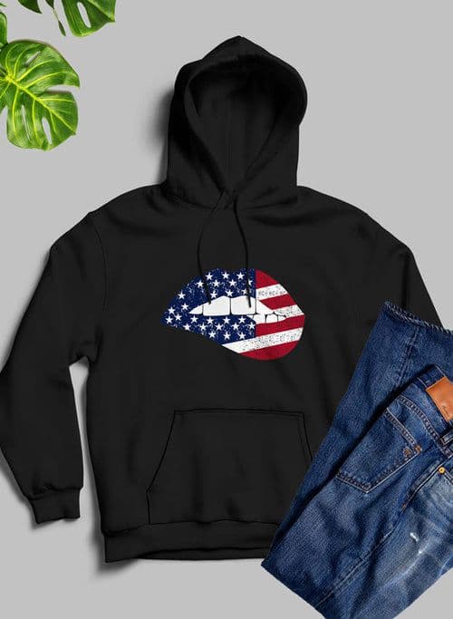 image-USA FLAG LIPS American Flag Lips Hoodie
