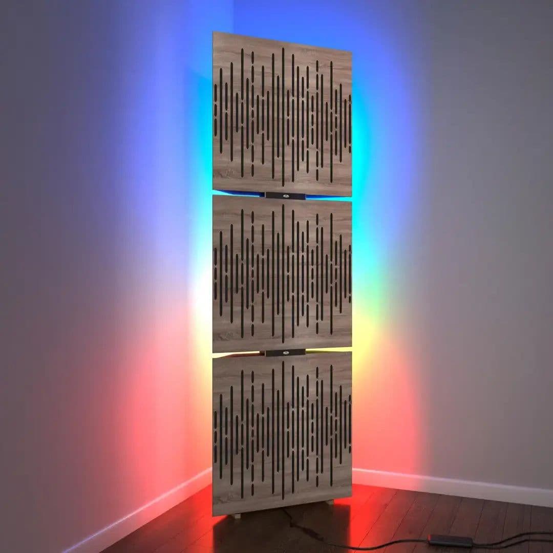image-3x WAVE Bass Traps w/ RGB Lamp | LED Acoustic Corner
