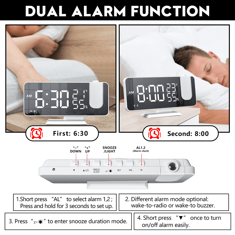image-LED Digital Smart Alarm Clock Projector with FM Radio